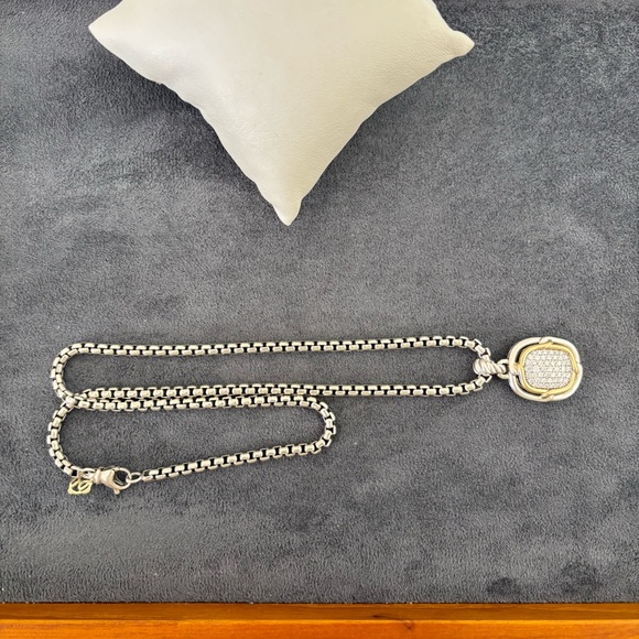 David Yurman 925 & 18k Gold Labyrinth Pendant Necklace with Diamonds 18" - Picture 4 of 11